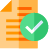 orange paper icon with green check mark