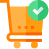 orange cart icon with green check
