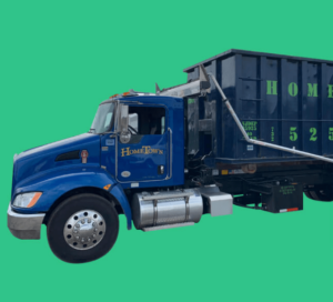 blue dumpster rental truck