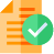 orange paper icon with green check mark