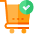 orange cart icon with green check