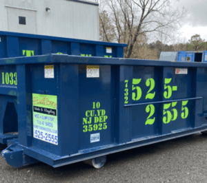 blue dumpster